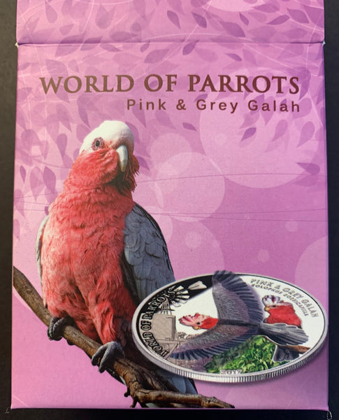 Cook Islands 2017 Perth Mint "World of Parrots"  Coloured  $5  .925 Silver Proof Coin