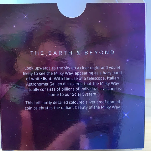2021 $5 The Earth and Beyond - Milky Way Domed 1oz 999 Silver Coin Box Cert