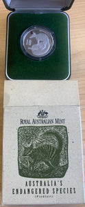 Australia 1995  Royal Australian Mint $10 Endangered Species Numbat Silver Piedfort Proof Coin