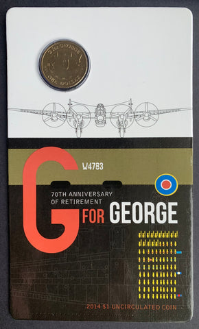 Australia 2014 Royal Australian Mint $1 70th anniversary of the retirement G For George Bomber carded Uncirculated Coin