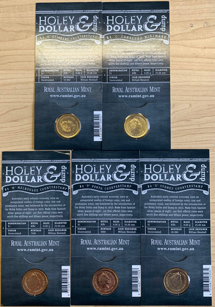Australia 2013 Royal Australian Mint  $1 Holey Dollar Uncirculated 5 Privy Marks