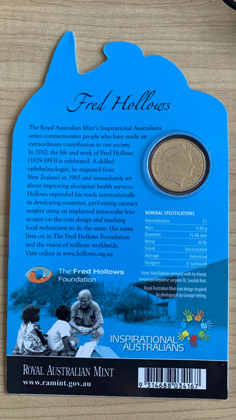 Australian 2010 RAM $1 Fred Hollows Uncirculated Coin