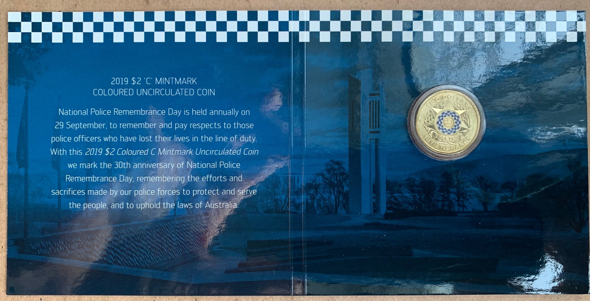 2020 $2 30th Anniversary National Police Remembrance Day C Mintmark Coloured Coin