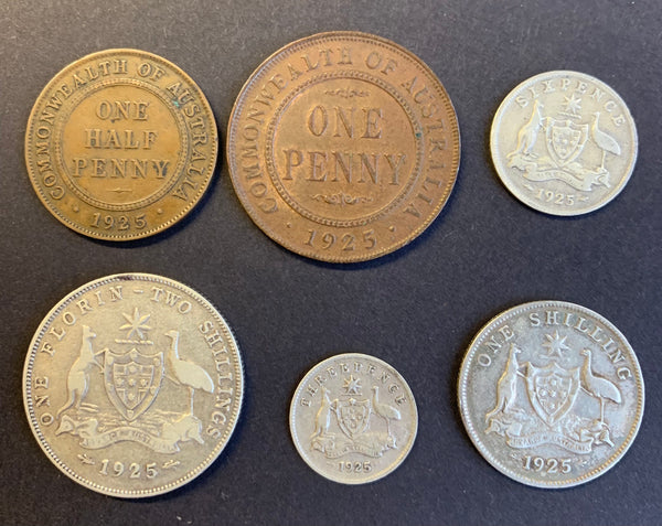 Australia 1925 Pre Decimal 6 Coin Set  IDEAL BIRTHDAY GIFT