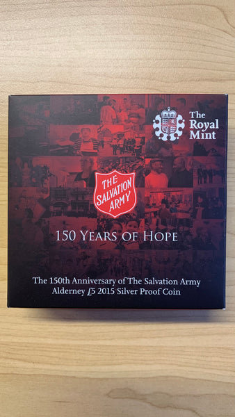 Alderney Great Britain 2015 Salvation Army 5 Pounds Silver Proof
