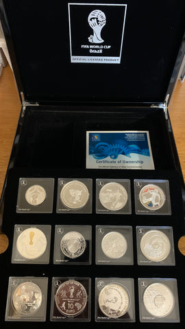 Brazil Canada French  Portugal South Africa Spain2014 FIFA World Cup Brazil World Silver Coin Set