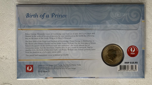 2013 Australian $1 Birth of Prince George PNC 1st Day Issue