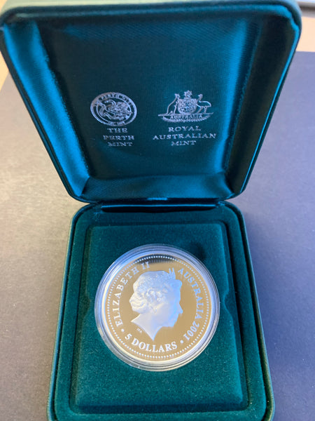 Australia 2001 Royal Australian Mint Perth Mint $5 Bradman cricket Coin 1oz .999 Proof Silver Coin