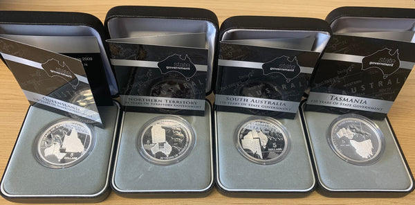 Australia 2006 - 2015 Royal Australian Mint Set of 8 $5 150 Years of State Government  Silver Proof Coin