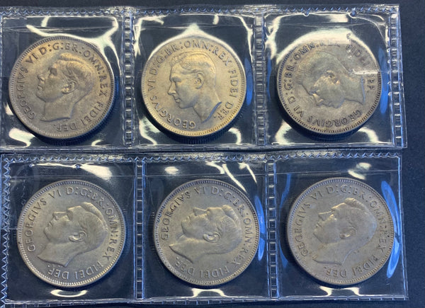 Australia 1951 Florin 2/- Federation Jubilee EF to Uncirculated x 6