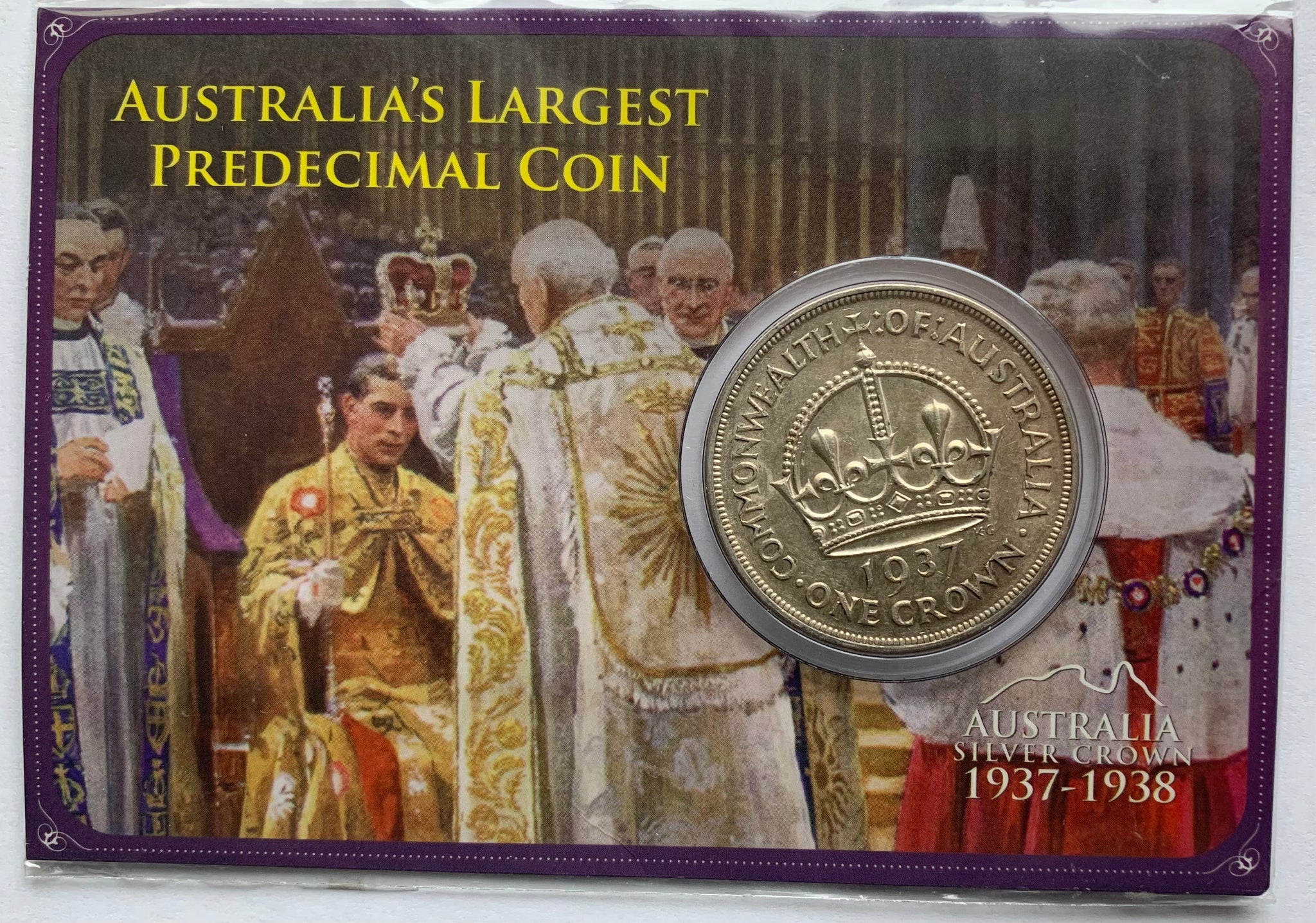 Australia 1937 Crown 5/- on Card