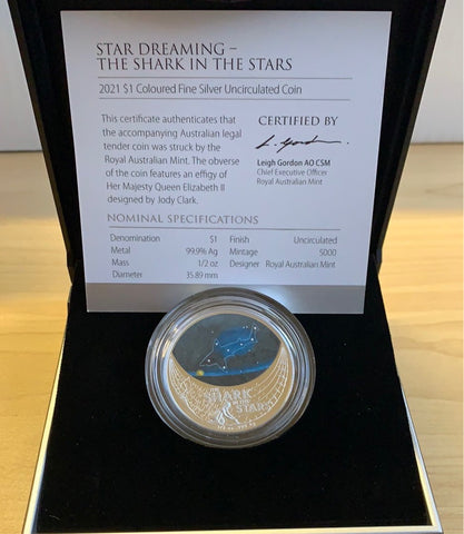 2021 Royal Australian Mint $1 Star Dreaming The Shark in the Stars 1/2oz 999 Silver Proof Coin