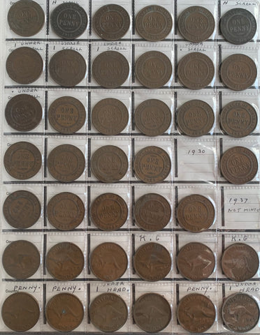 Australia Penny collection Penny Set Except 1930