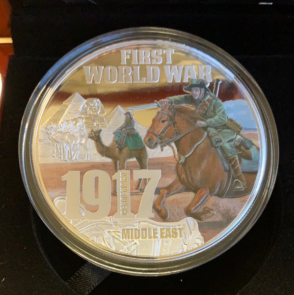 Niue 2017 First World War Series, Middle East 5oz 999 Silver Coin in box with Certificate