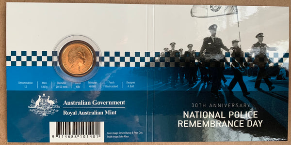 2020 $2 30th Anniversary National Police Remembrance Day C Mintmark Coloured Coin