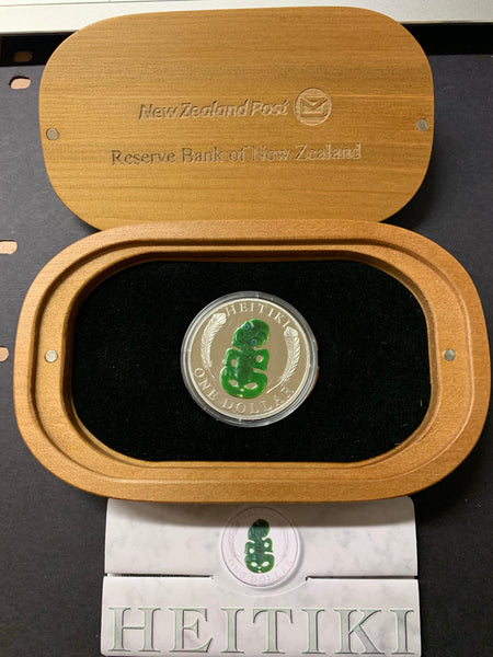 2010 New Zealand Coloured $1 Heitiki 1oz .999 Proof Silver Coin