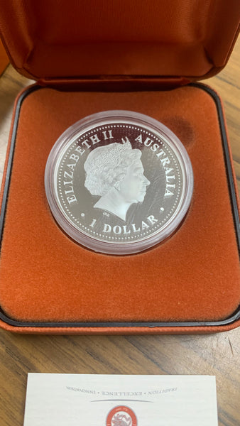 Australia 2001 Perth Mint $1 The Australian Kookaburra 1oz 999  Silver Proof Coin