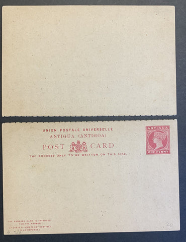 Antigua 1d & 1d Queen Victoria Reply Post Card mint