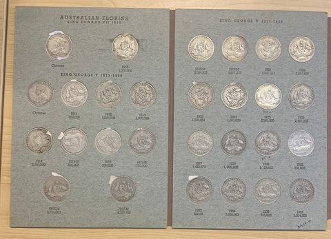 Australia 1910-63 Two Shillings 2/- Florin Collection Complete except Melbourne Centenary in Dansco Album