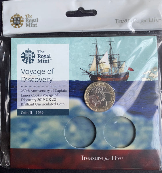 2019 Great Britain UK Captain Cook 2 Pounds Uncirculated Coin