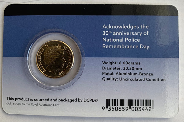 2019 $2 Police Remembrance Day Coloured Uncirculated Carded Coin