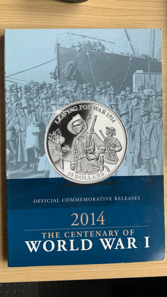 Australia Kiribati 2014 "The Centenary of WW1" with 2 x $10 Silver & 2g .585 Gold Coins
