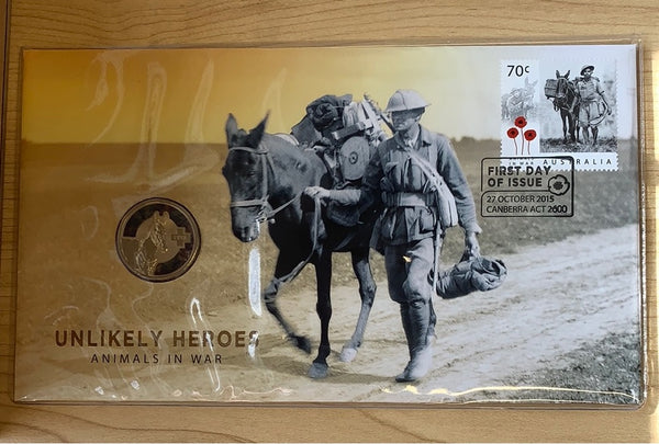 Australia 2015 Unlikely Heroes PNC with coloured$1 coin