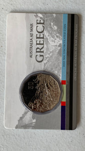 Australia 2015 Royal Australian Mint Fifty Cents 50c Australia at War Greece Coin