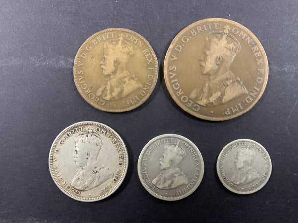 Australia 1920 Pre Decimal 5 Coin Set