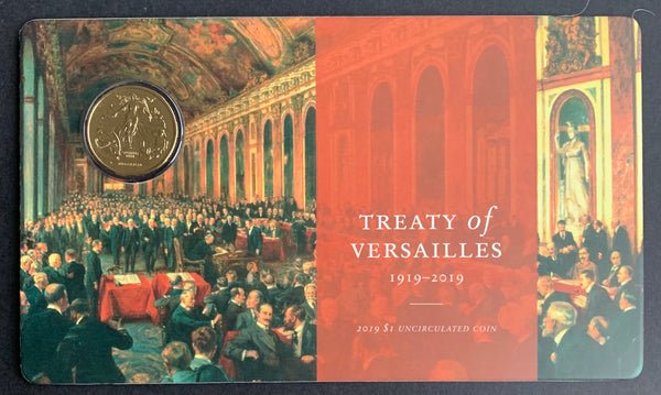 Australia 2019 Royal Australian Mint $1 Versailles Treaty carded Uncirculated Coin.