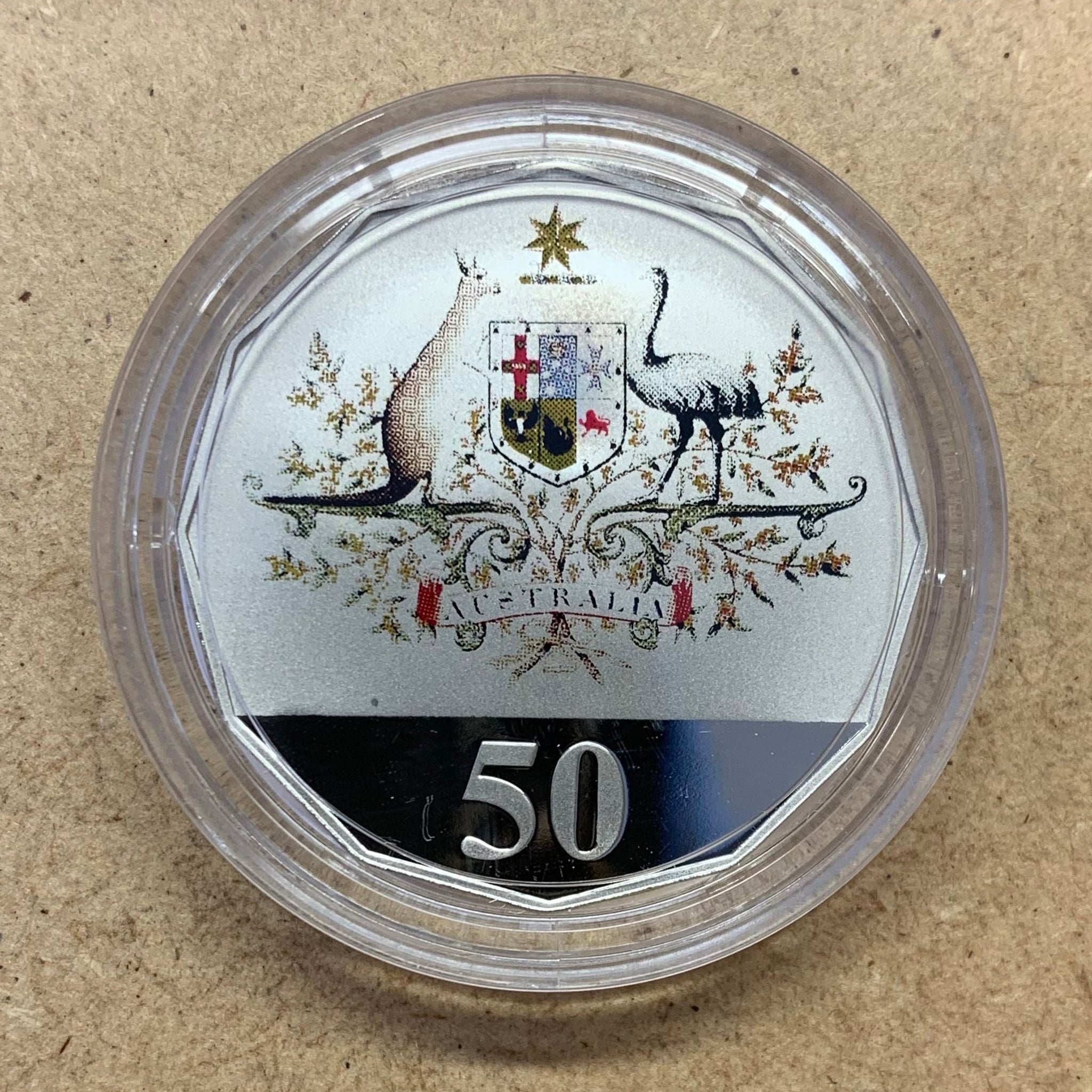 2001 Centenary of Federation Coat of Arms Coloured 50c Proof Coin