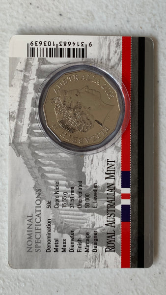 Australia 2015 Royal Australian Mint Fifty Cents 50c Australia at War Greece Coin