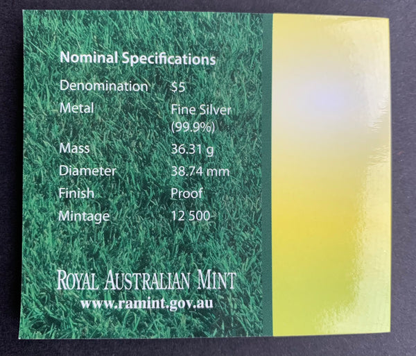 Australia 2007 Royal Australian Mint $5 The Ashes cricket silver Proof Coin