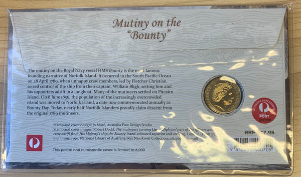 2019 Norfolk Island Australia  Bounty Mutiny PNC with $1 coin