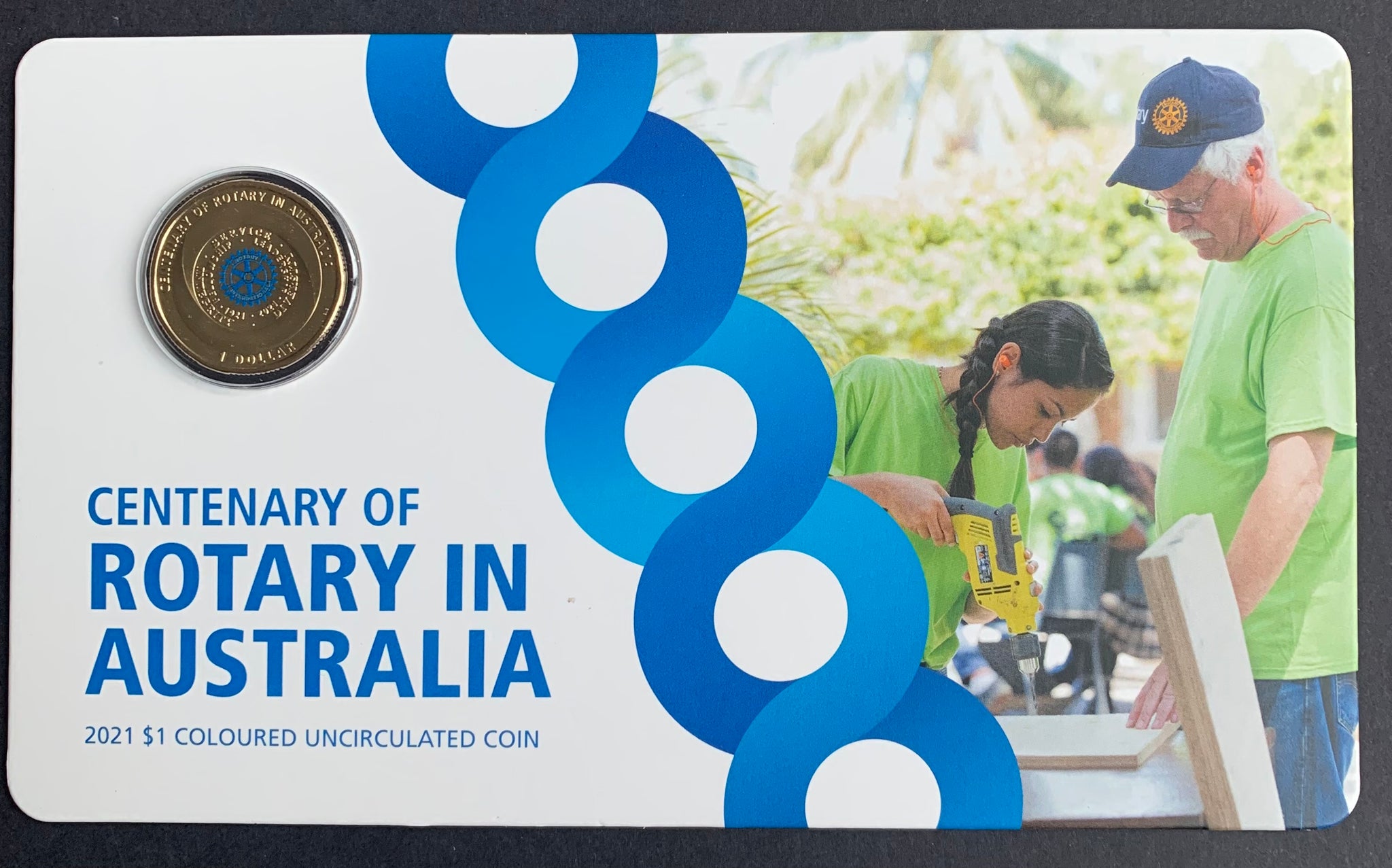 2021 Royal Australian Mint $1 Centenary of Rotary Coloured Uncirculated Coin