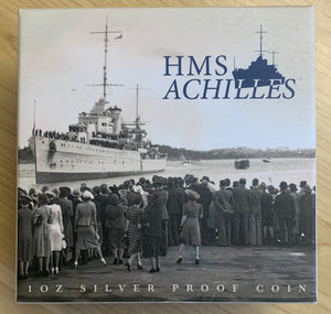 NZ New Zealand Mint 2014 $1 HMS Achilles 1oz .999 Proof Silver Coin