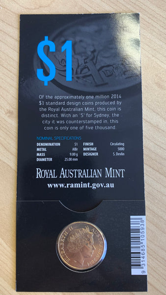 Australia 2014 Royal Australian Mint $1 30th Anniversary of the Dollar Coin Uncirculated $1 Carded Coin