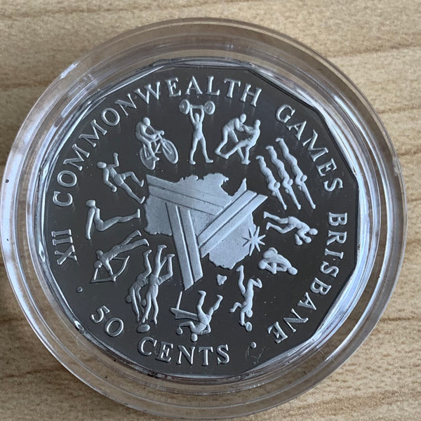 Australia 1989 Royal Australian Mint 50c Commonwealth Games Proof Silver Coin