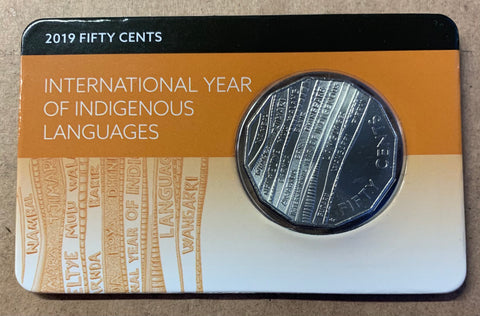 2019 Australia 50c Fifty Cents Indigenous Languages Carded Uncirculated Coin
