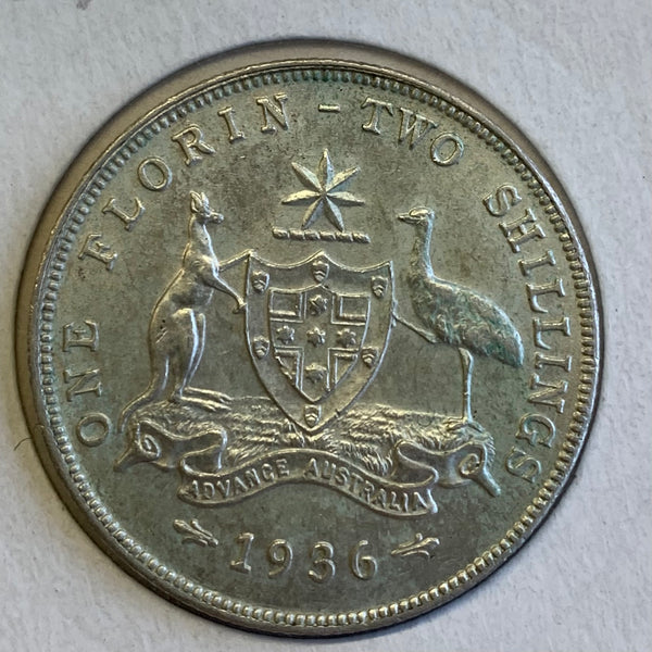 Australia 1936 2/- Florin Uncirculated