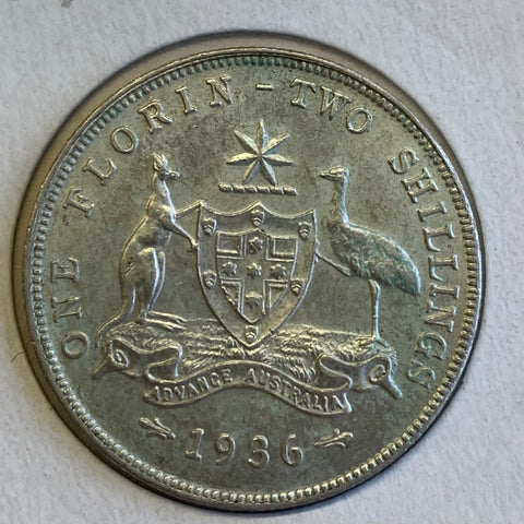 Australia 1936 2/- Florin Uncirculated