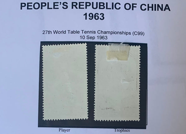 PRC China 1963 Table tennis C99 Set mounted mint.