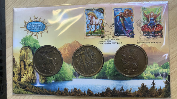 Australia 2011 Australian Set of 2 Mythical Creatures PNC 1st Day Issue