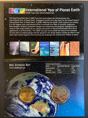 Australia 2008 Royal Australian Mint International Year of Planet Earth 2 Coin Uncirculated Set
