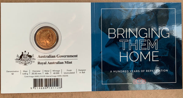 2019 Royal Australian Mint $2 100 Years of Repatriation C Mintmark Coloured Coin