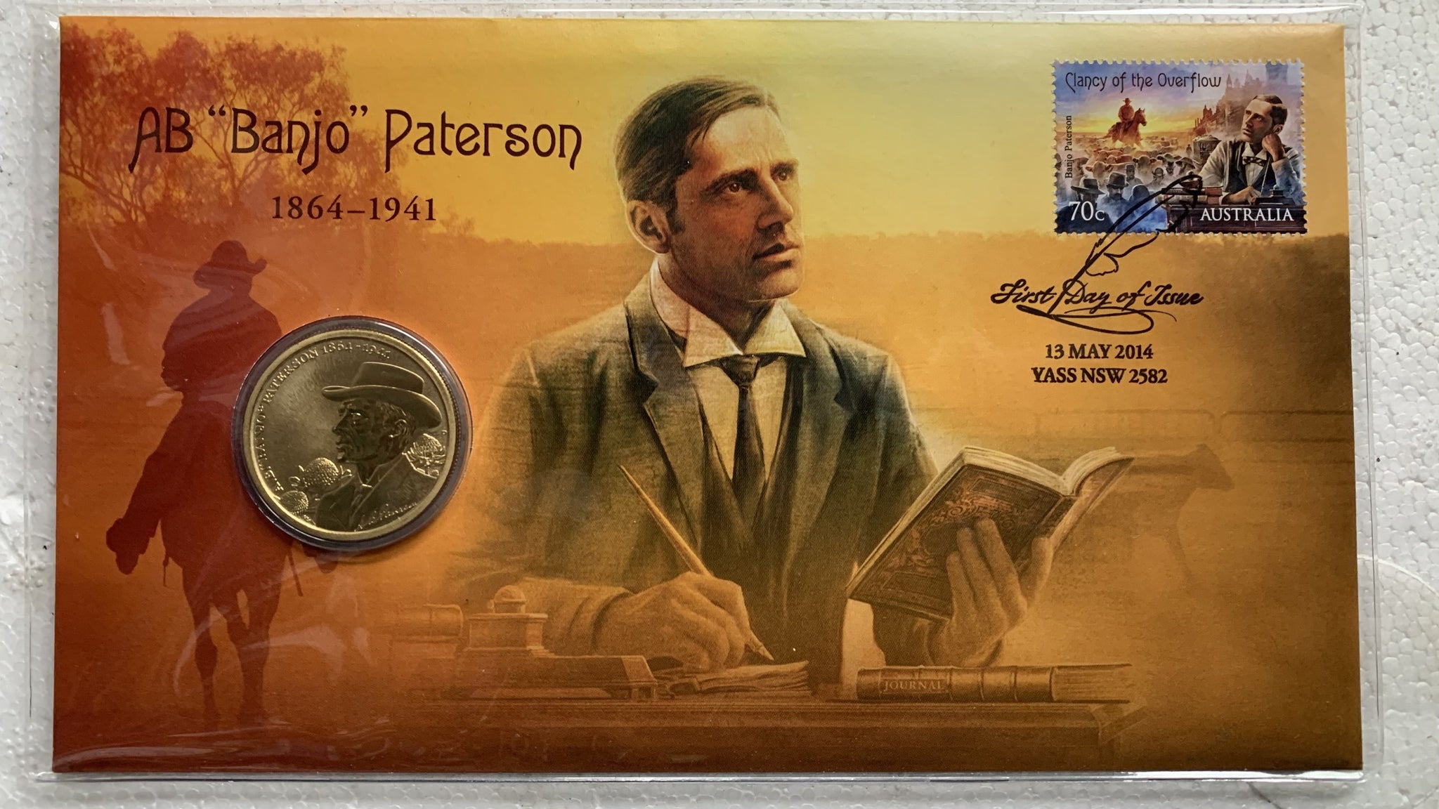 2014 Banjo Paterson PNC stamp $1 coin cover