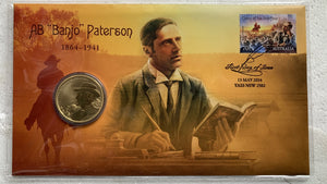 2014 Banjo Paterson PNC stamp $1 coin cover