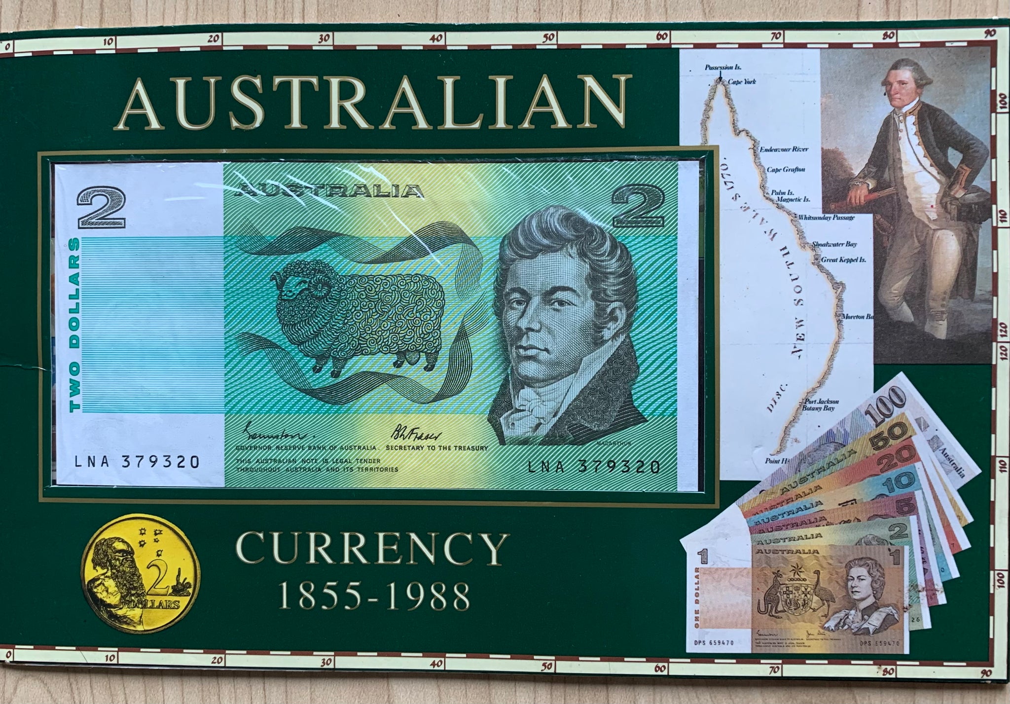 Australia 1988 2 Two Dollar Coin Banknote Collector Folder