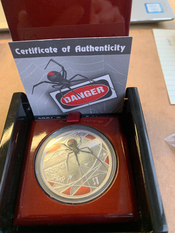 Tuvalu 2006 $ Deadly and Dangerous Australian Red Back Spider 1oz 999 Silver Proof Coin Box Cert