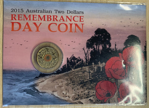 2015 Royal Australian Mint $2 Remembrance Day Coloured Uncirculated Coin